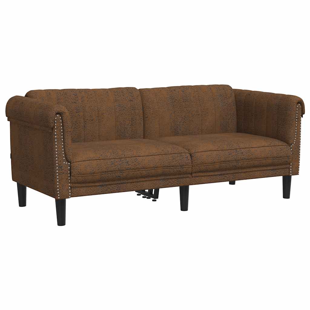 vidaXL Sofa 2-os., brązowa, sztuczna skóra zamszowa