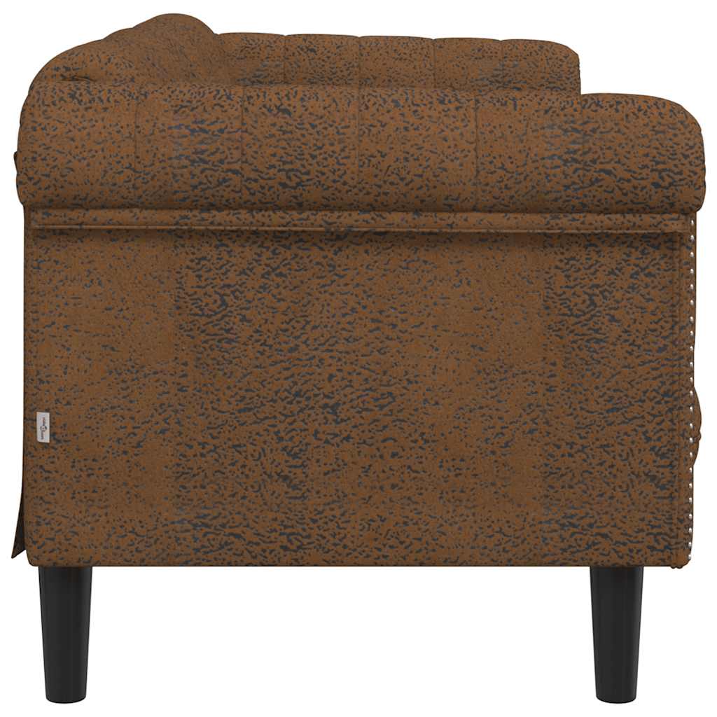 vidaXL Sofa 2-os., brązowa, sztuczna skóra zamszowa