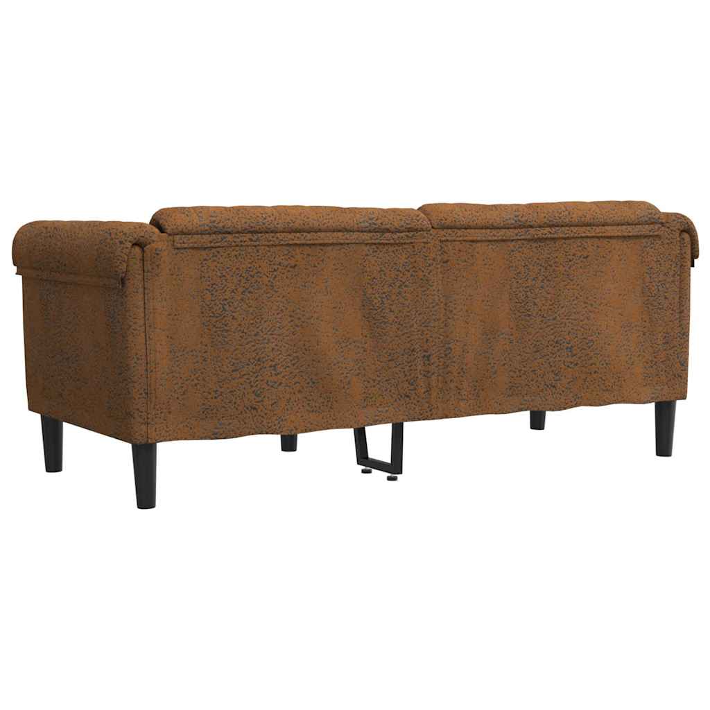 vidaXL Sofa 2-os., brązowa, sztuczna skóra zamszowa