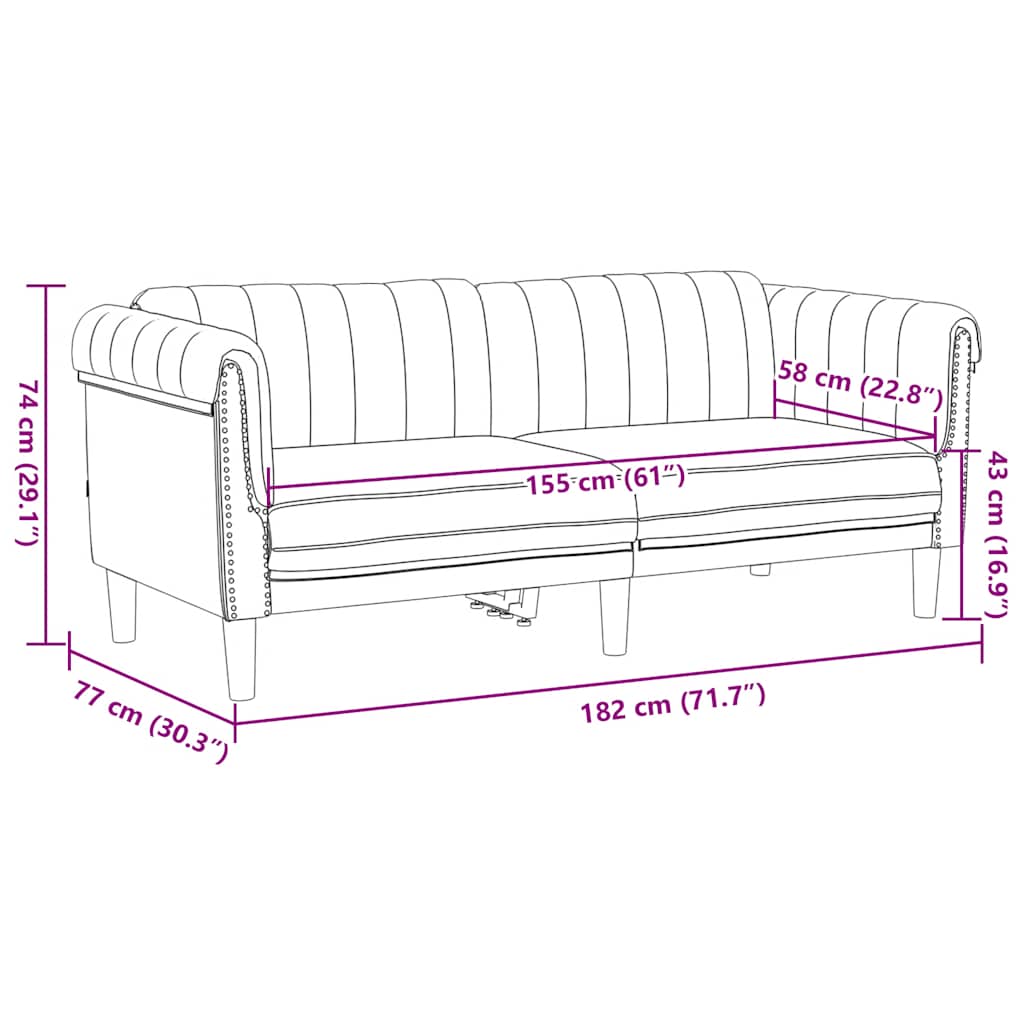 vidaXL Sofa 2-os., brązowa, sztuczna skóra zamszowa
