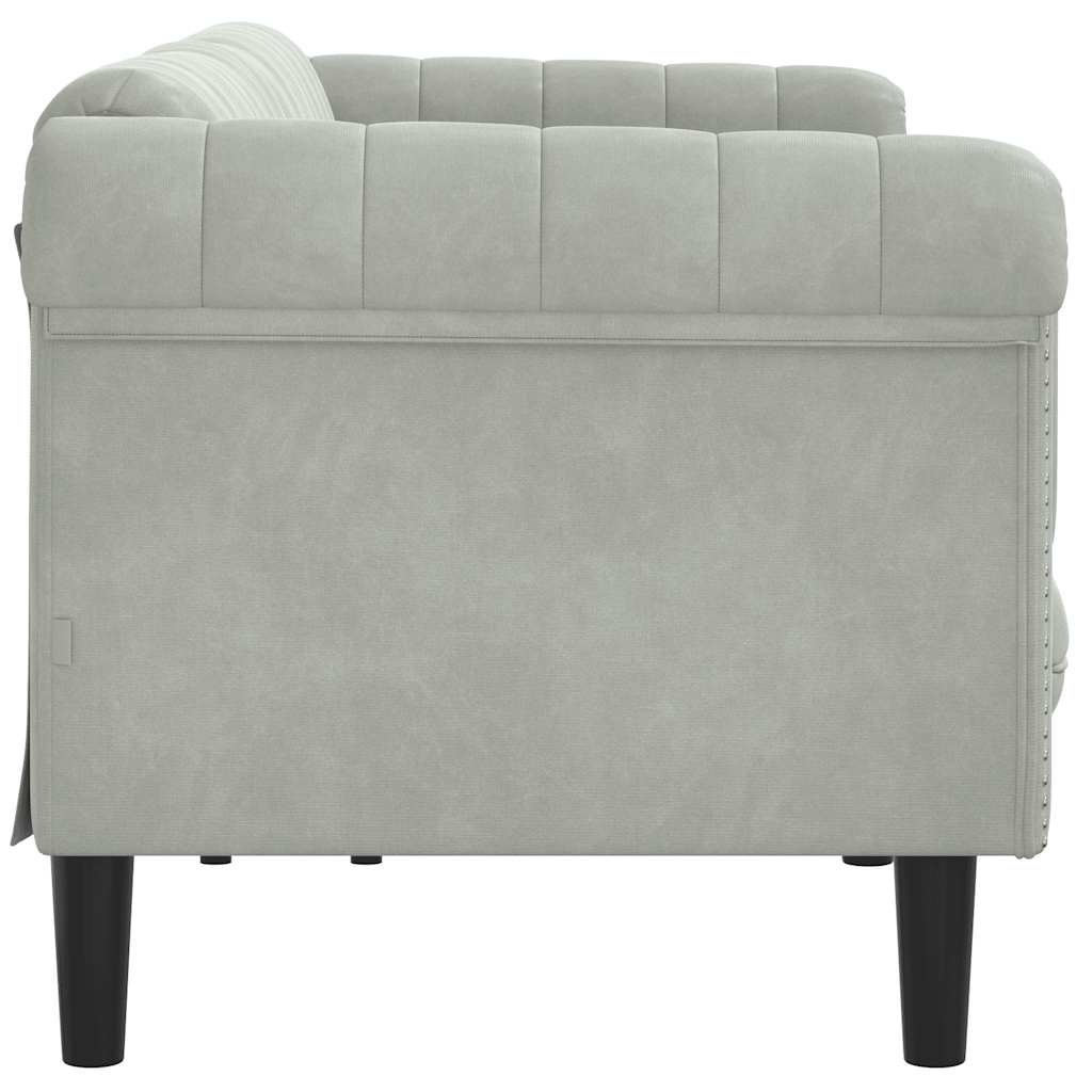 vidaXL Sofa 3-osobowa, jasnoszara, tapicerowana aksamitem