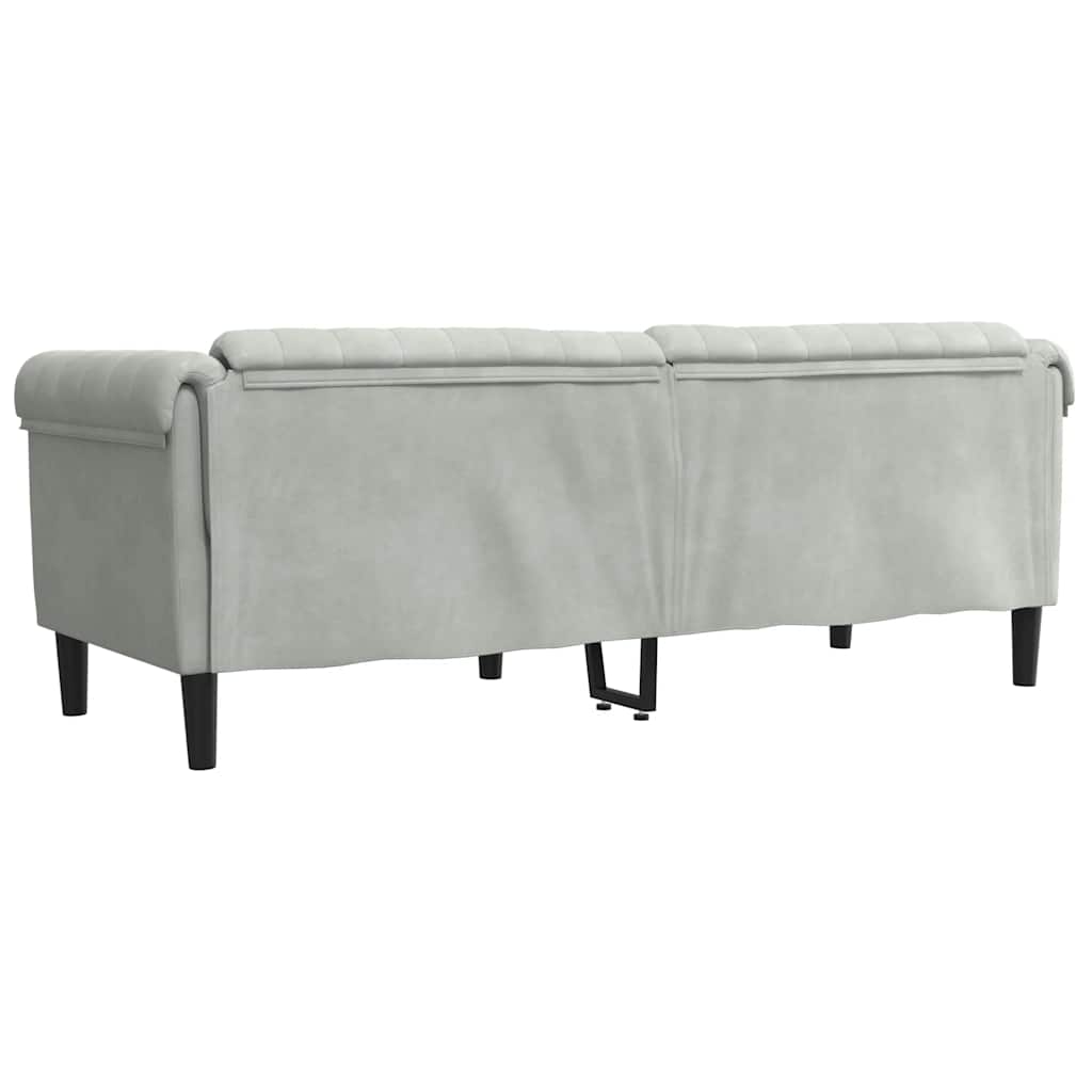 vidaXL Sofa 3-osobowa, jasnoszara, tapicerowana aksamitem
