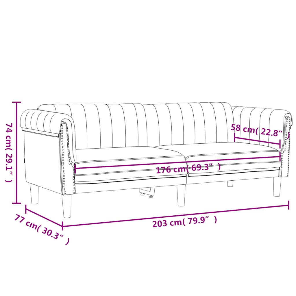 vidaXL Sofa 3-osobowa, jasnoszara, tapicerowana aksamitem