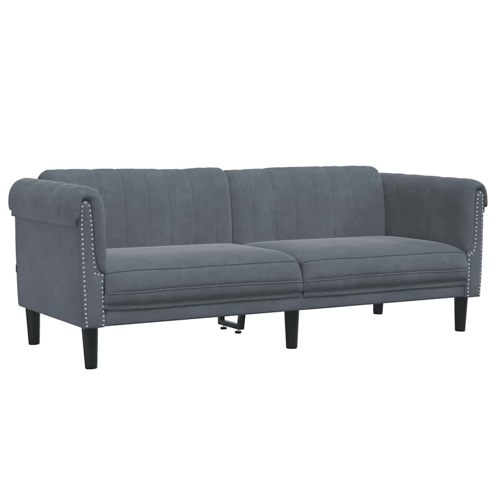 vidaXL Sofa 3-osobowa, ciemnoszara, tapicerowana aksamitem
