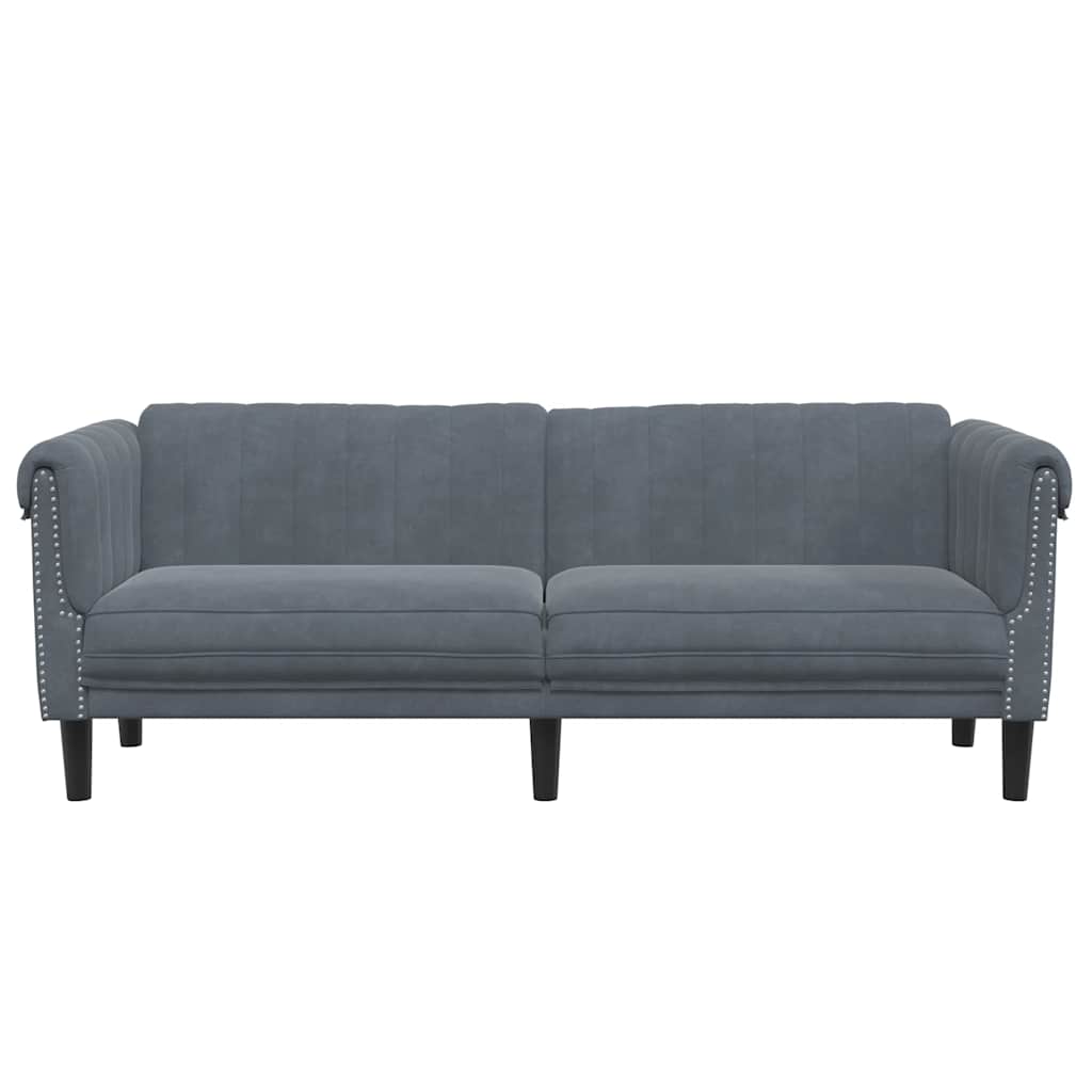vidaXL Sofa 3-osobowa, ciemnoszara, tapicerowana aksamitem