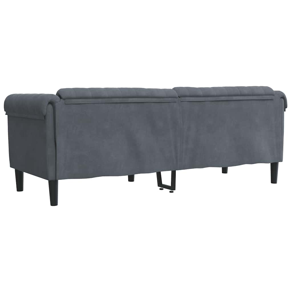 vidaXL Sofa 3-osobowa, ciemnoszara, tapicerowana aksamitem