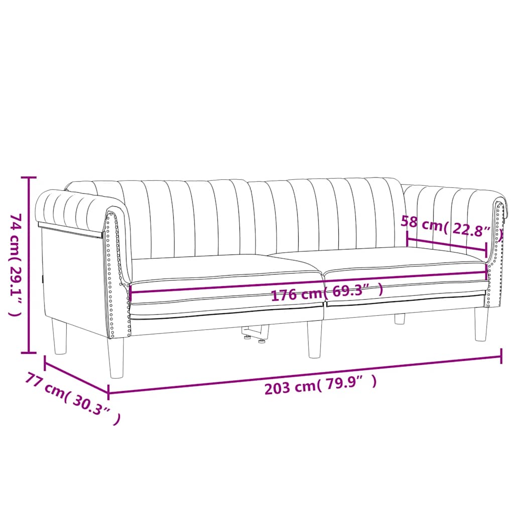 vidaXL Sofa 3-osobowa, ciemnoszara, tapicerowana aksamitem