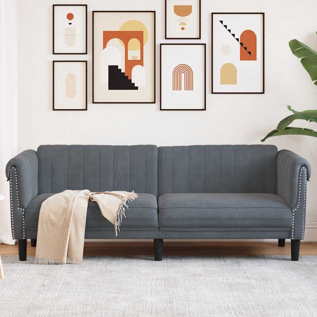 vidaXL Sofa 3-osobowa, ciemnoszara, tapicerowana aksamitem
