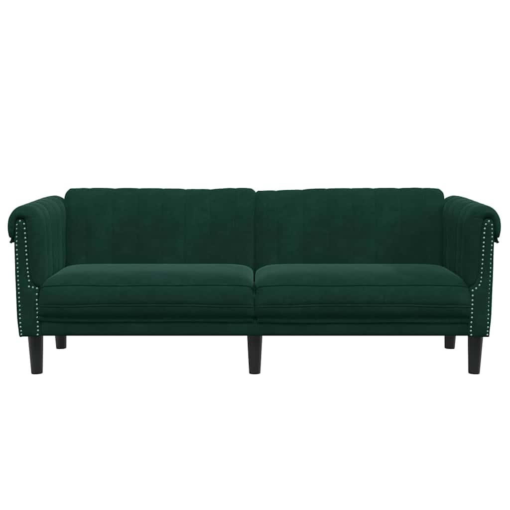 vidaXL Sofa 3-osobowa, ciemnozielona, tapicerowana aksamitem