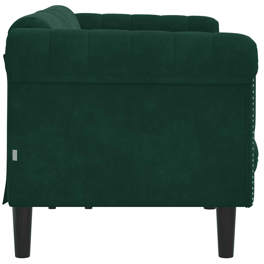 vidaXL Sofa 3-osobowa, ciemnozielona, tapicerowana aksamitem