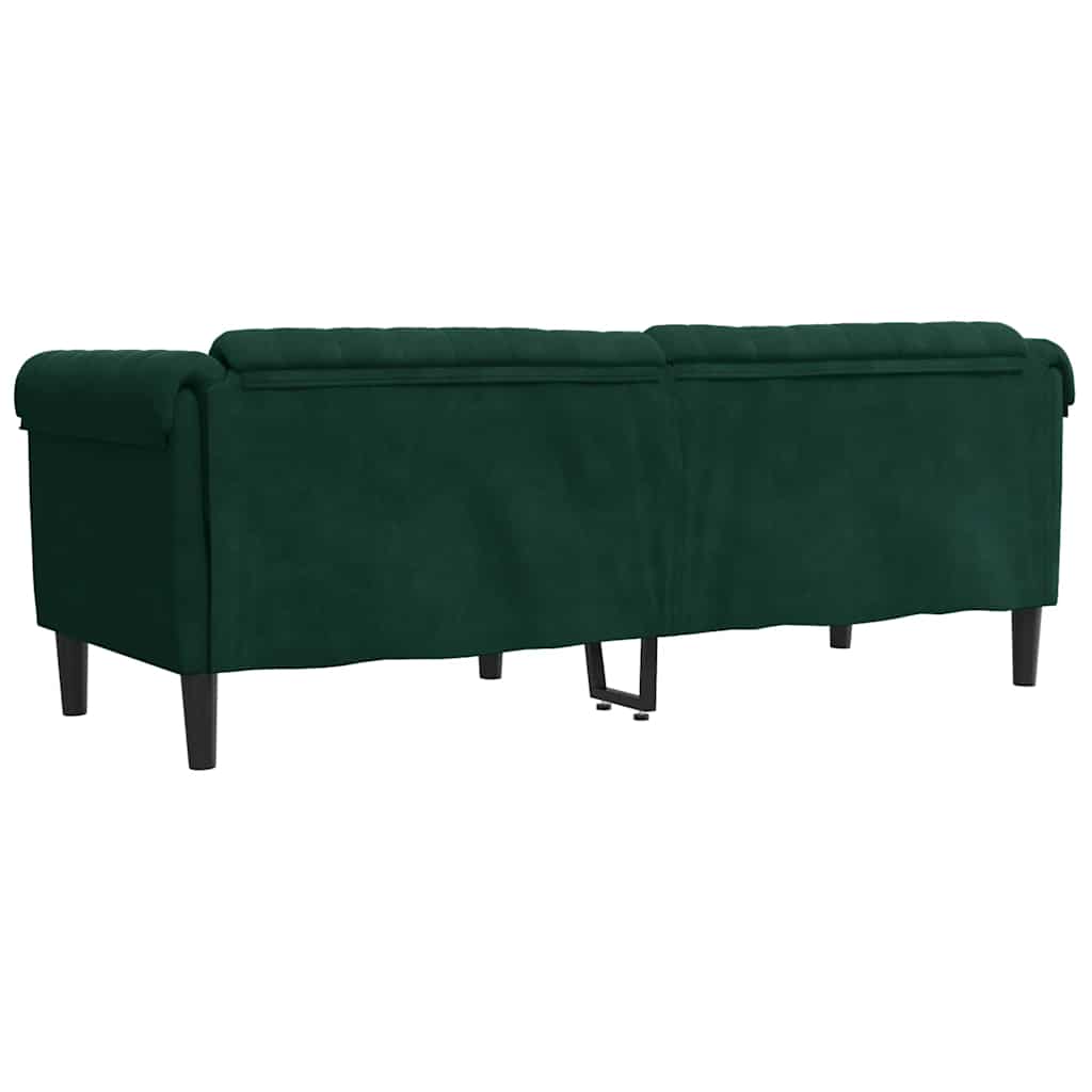 vidaXL Sofa 3-osobowa, ciemnozielona, tapicerowana aksamitem