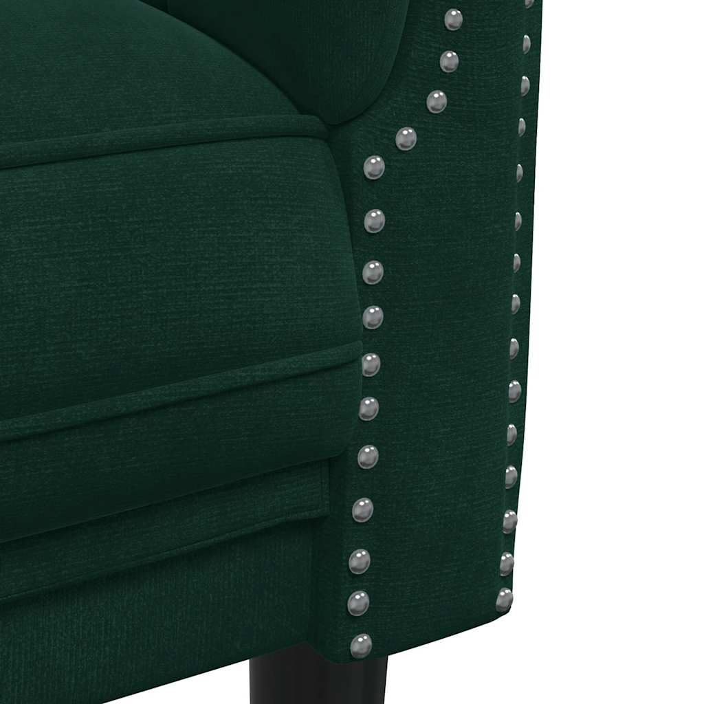 vidaXL Sofa 3-osobowa, ciemnozielona, tapicerowana aksamitem
