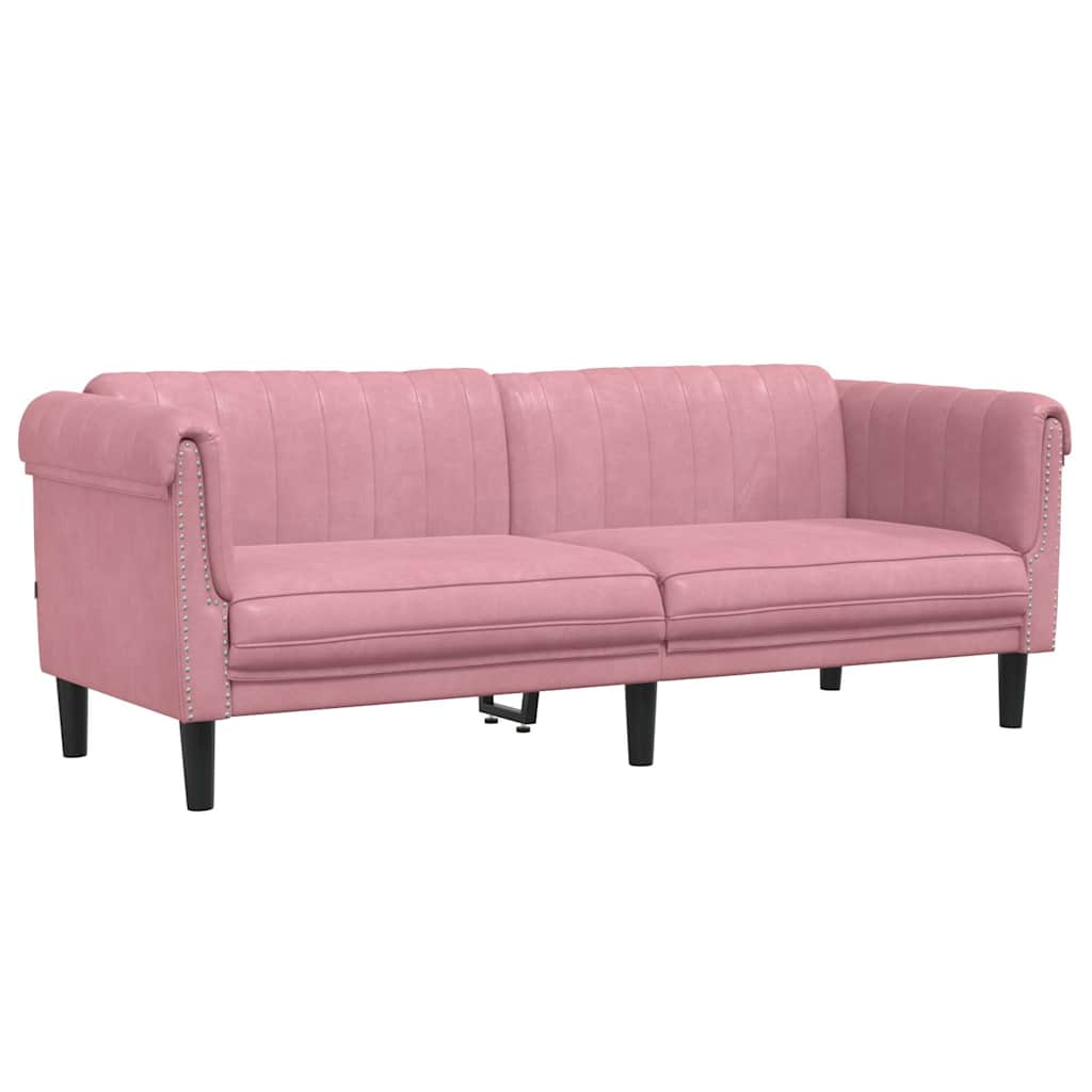 vidaXL Sofa 3-osobowa, różowa, tapicerowana aksamitem
