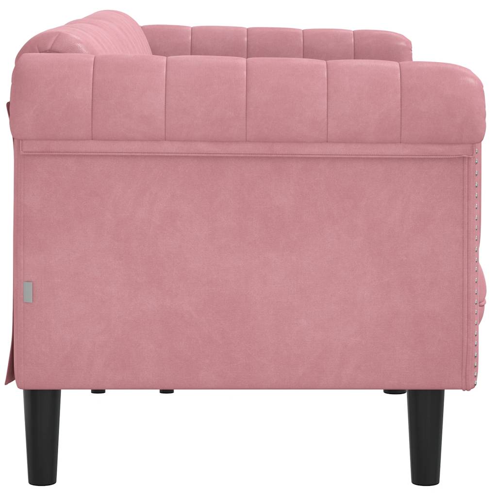 vidaXL Sofa 3-osobowa, różowa, tapicerowana aksamitem