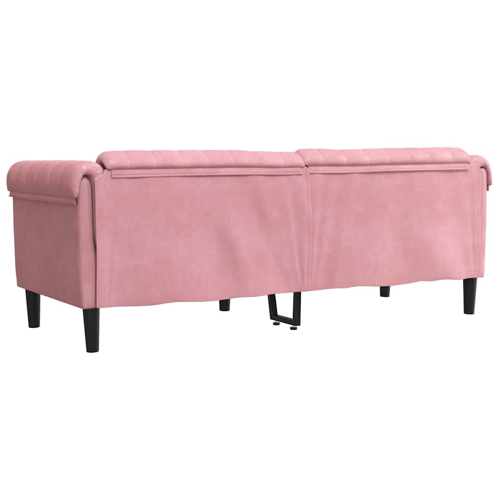 vidaXL Sofa 3-osobowa, różowa, tapicerowana aksamitem