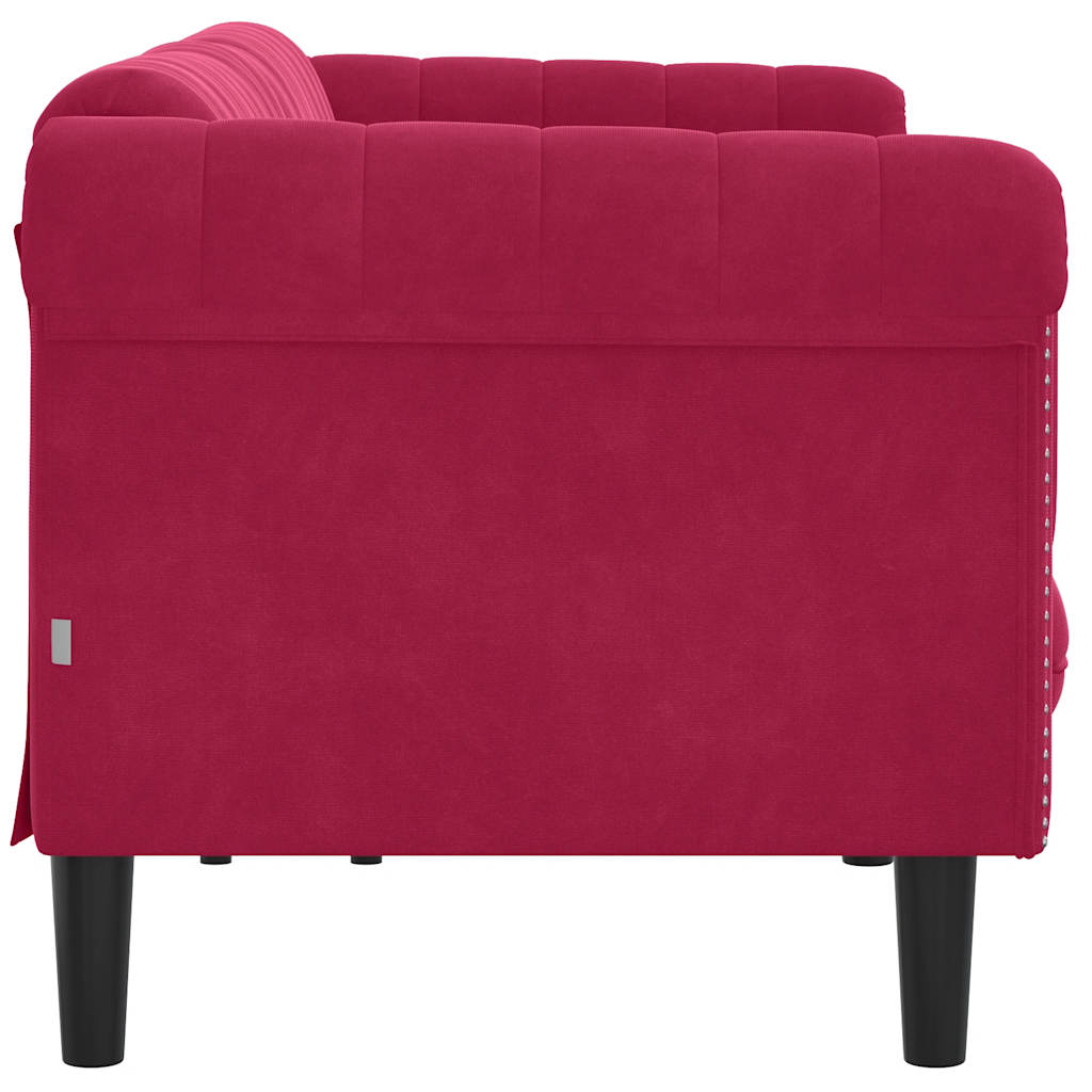 vidaXL Sofa 3-osobowa, winna czerwień, tapicerowana aksamitem