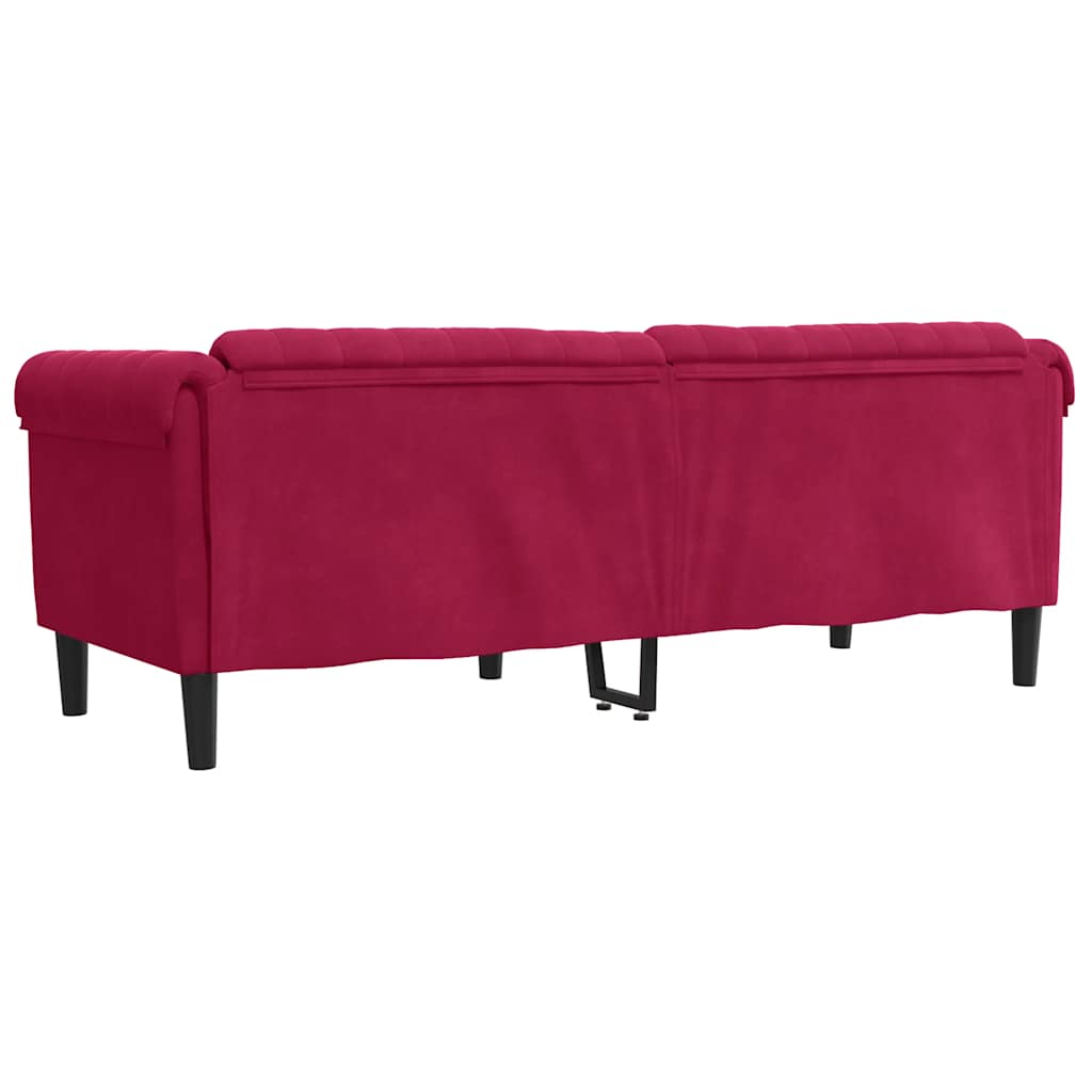 vidaXL Sofa 3-osobowa, winna czerwień, tapicerowana aksamitem