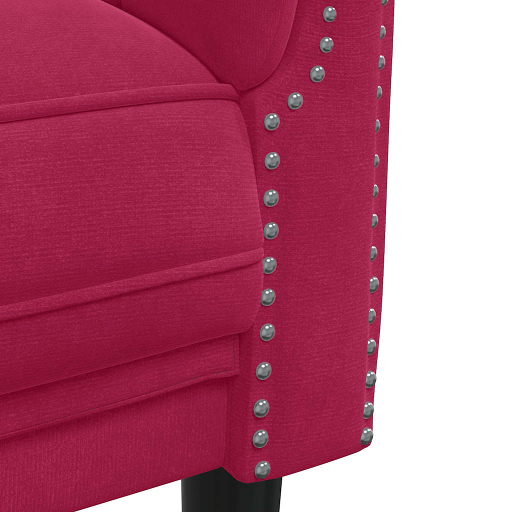vidaXL Sofa 3-osobowa, winna czerwień, tapicerowana aksamitem