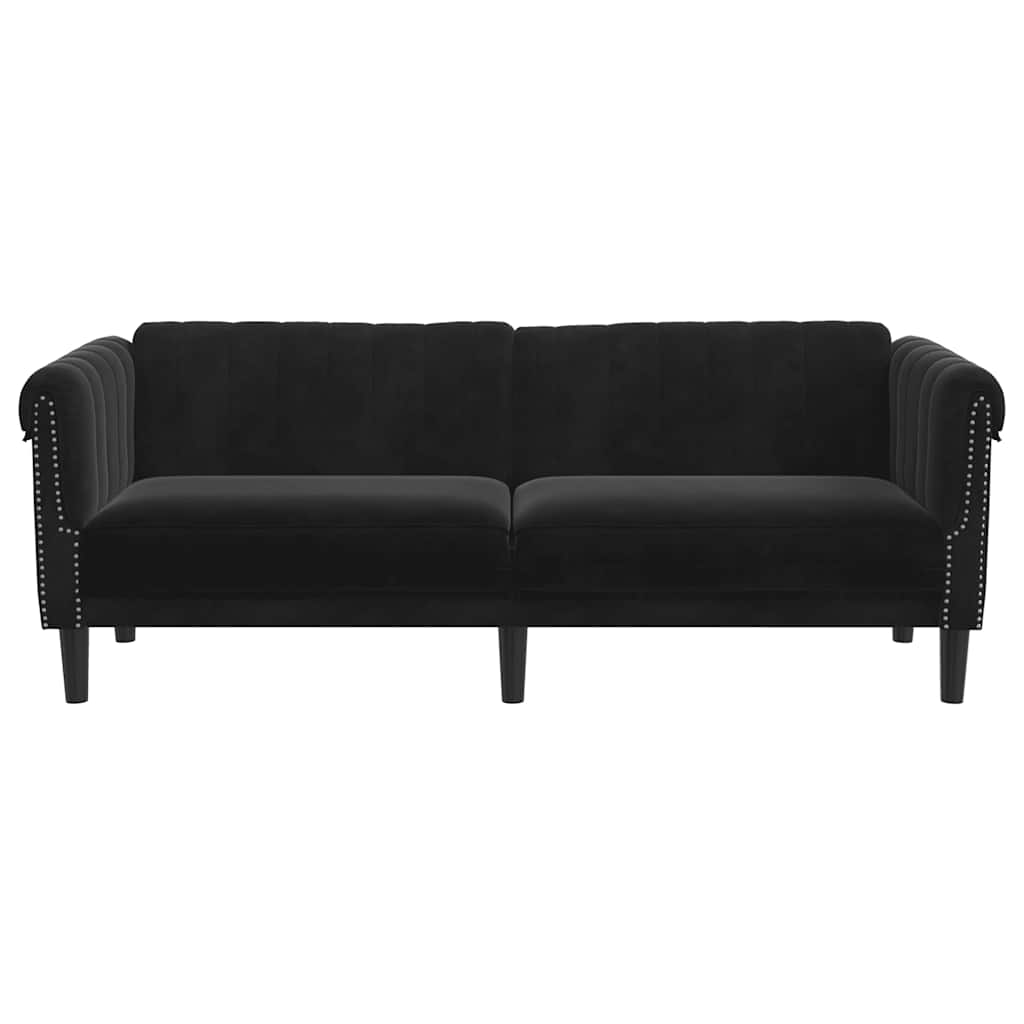 vidaXL Sofa 3-osobowa, czarna, tapicerowana aksamitem
