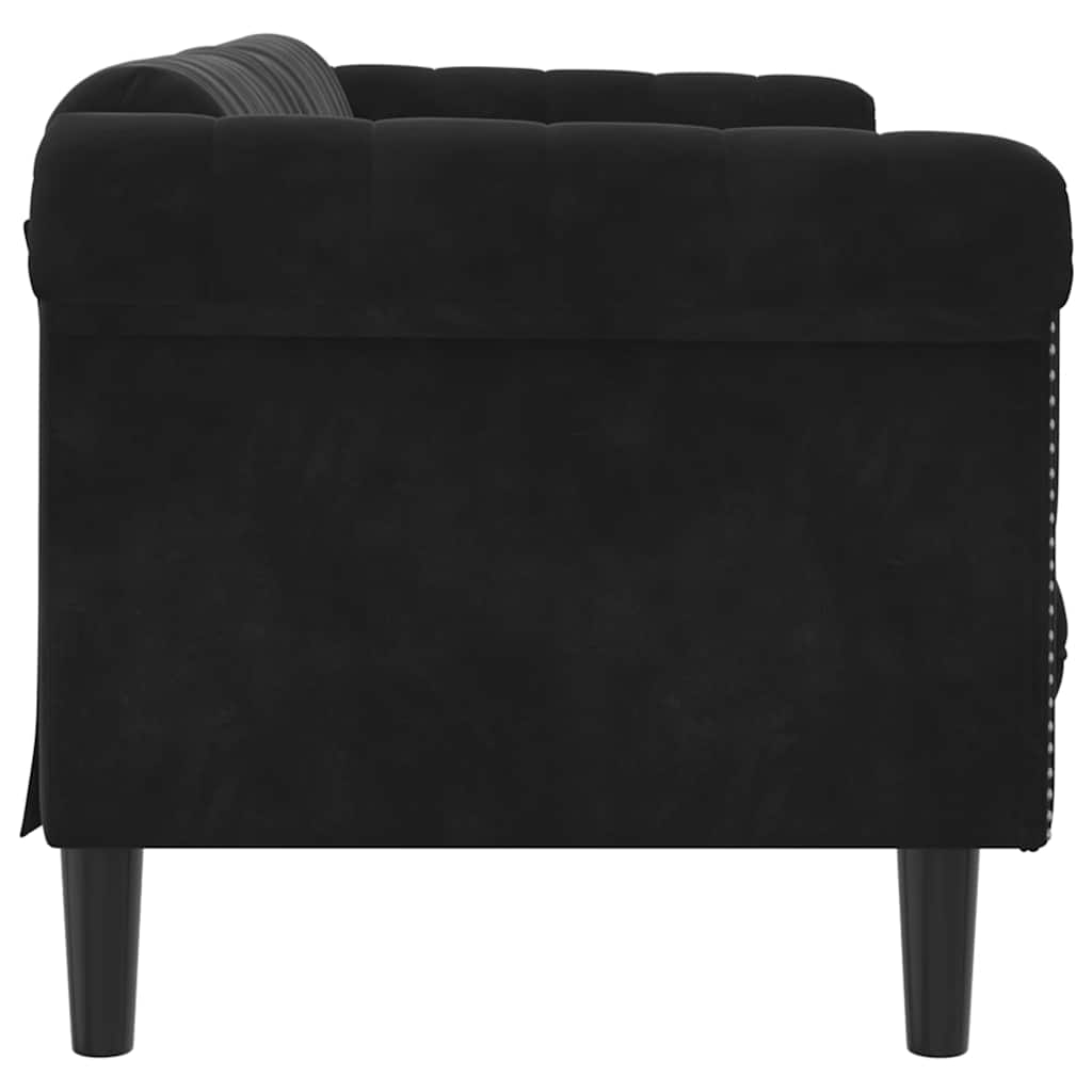 vidaXL Sofa 3-osobowa, czarna, tapicerowana aksamitem
