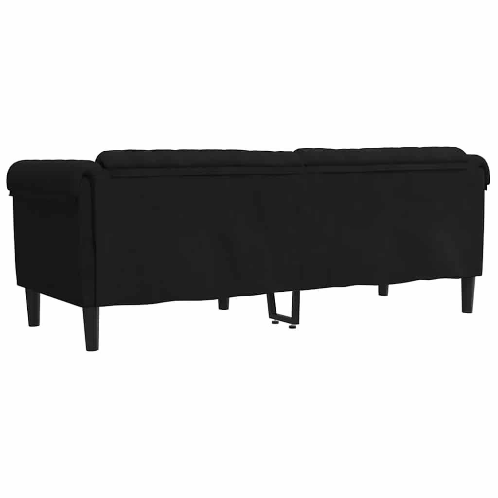 vidaXL Sofa 3-osobowa, czarna, tapicerowana aksamitem