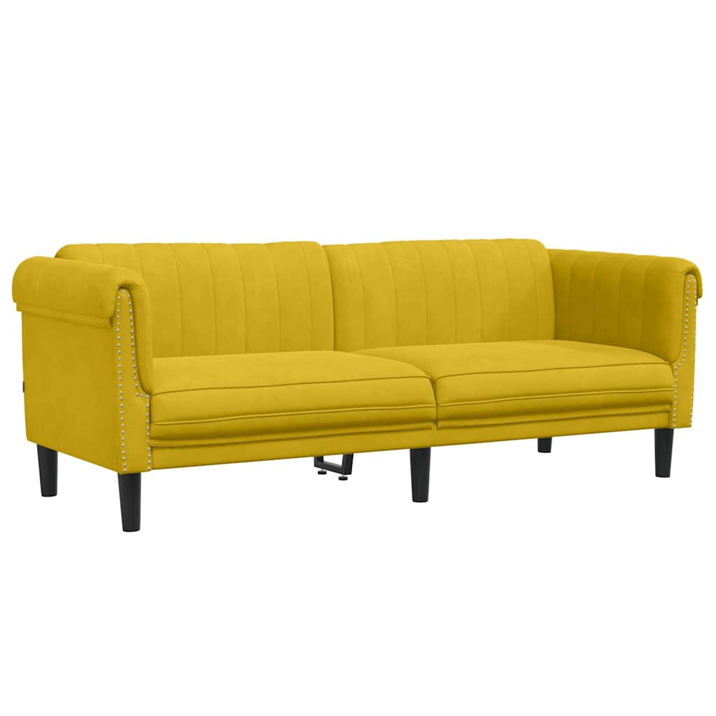 vidaXL Sofa 3-osobowa, żółta, tapicerowana aksamitem
