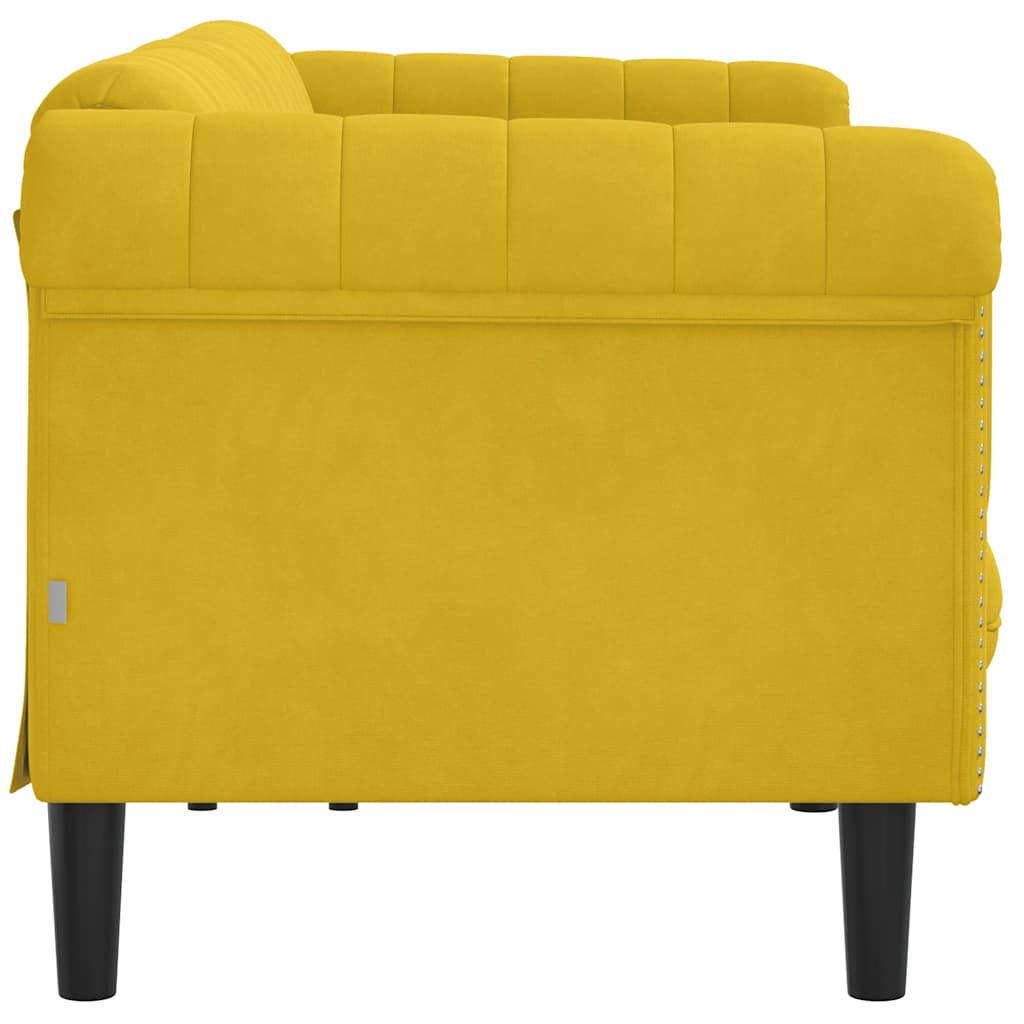 vidaXL Sofa 3-osobowa, żółta, tapicerowana aksamitem