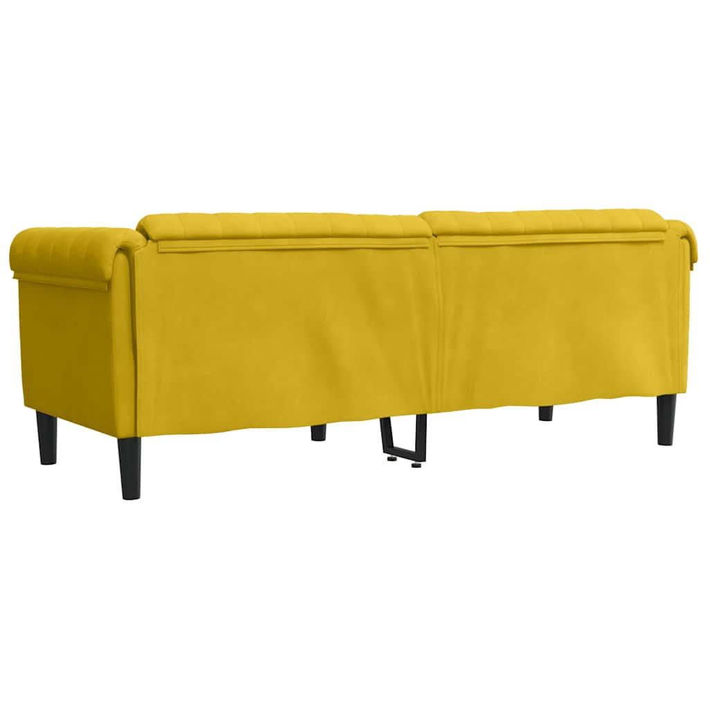 vidaXL Sofa 3-osobowa, żółta, tapicerowana aksamitem