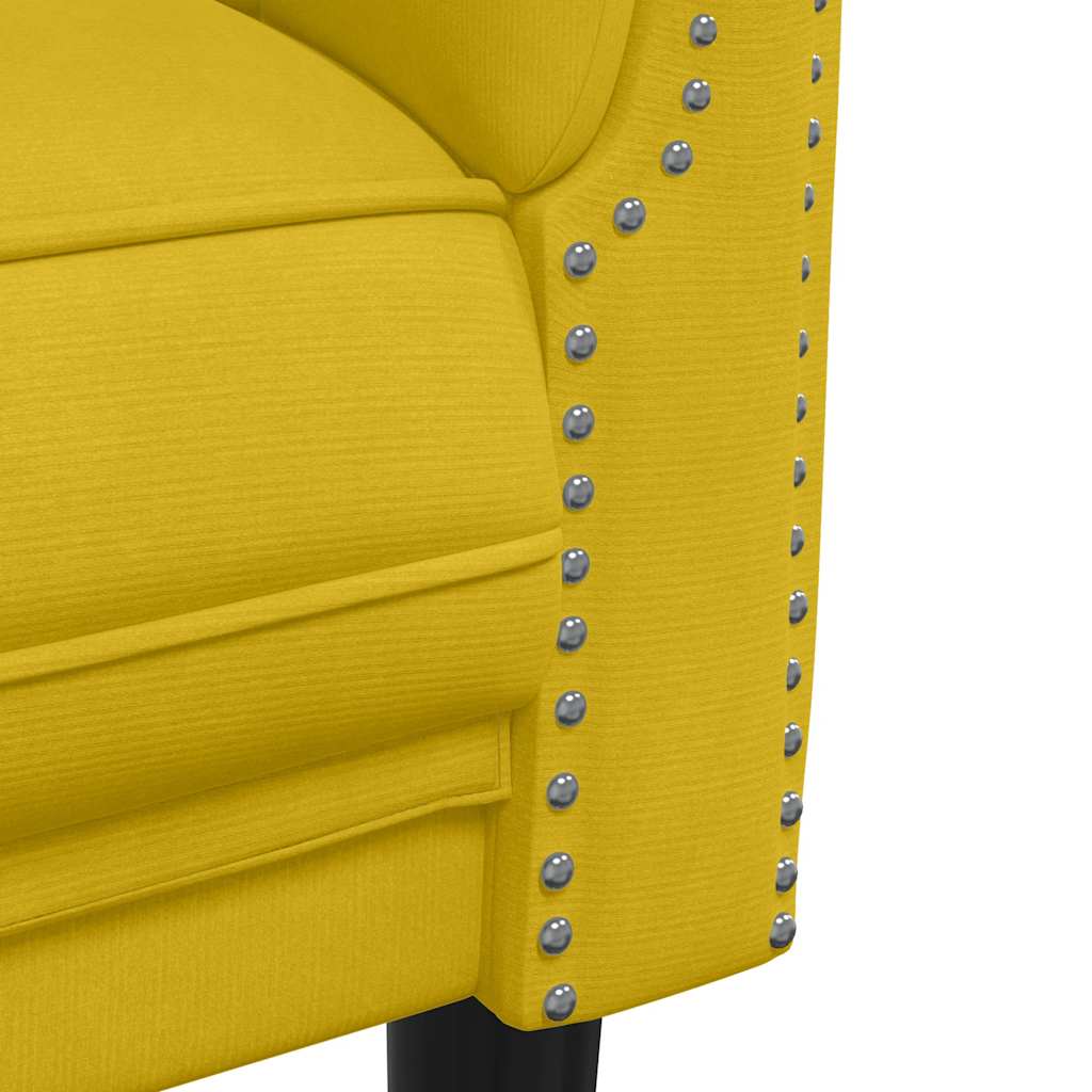 vidaXL Sofa 3-osobowa, żółta, tapicerowana aksamitem