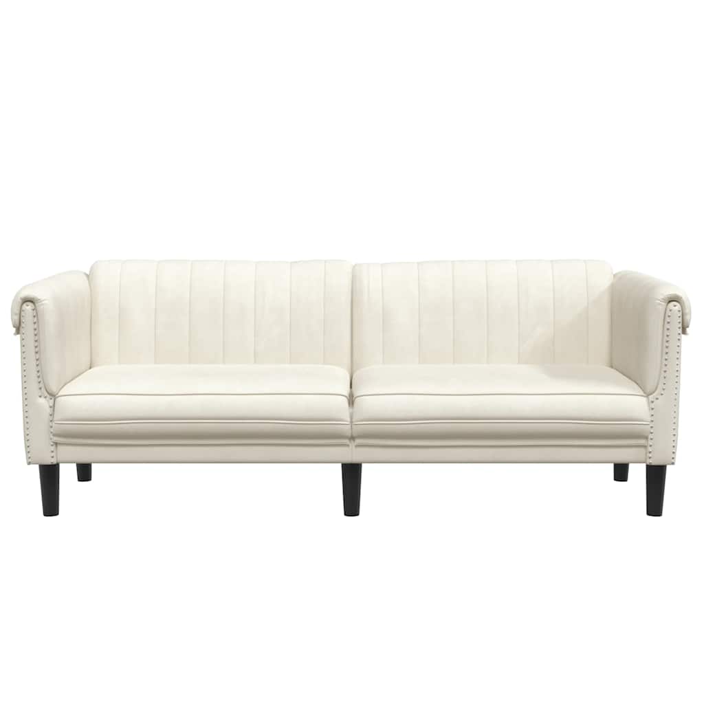 vidaXL Sofa 3-osobowa, kremowa, tapicerowana aksamitem