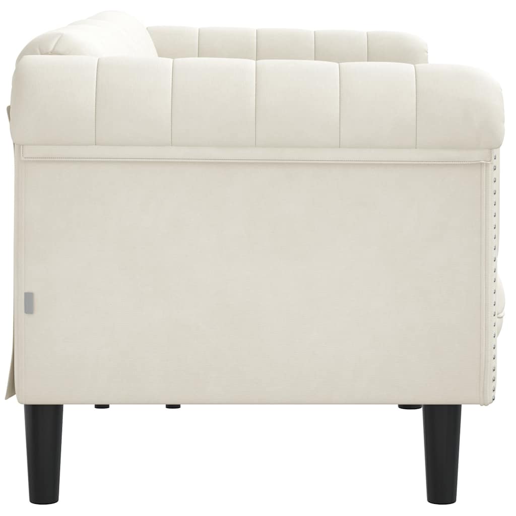 vidaXL Sofa 3-osobowa, kremowa, tapicerowana aksamitem