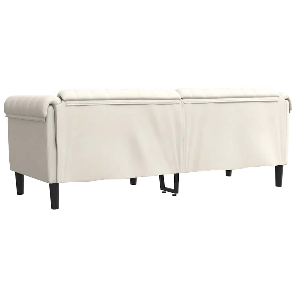 vidaXL Sofa 3-osobowa, kremowa, tapicerowana aksamitem