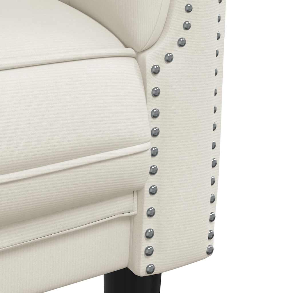 vidaXL Sofa 3-osobowa, kremowa, tapicerowana aksamitem