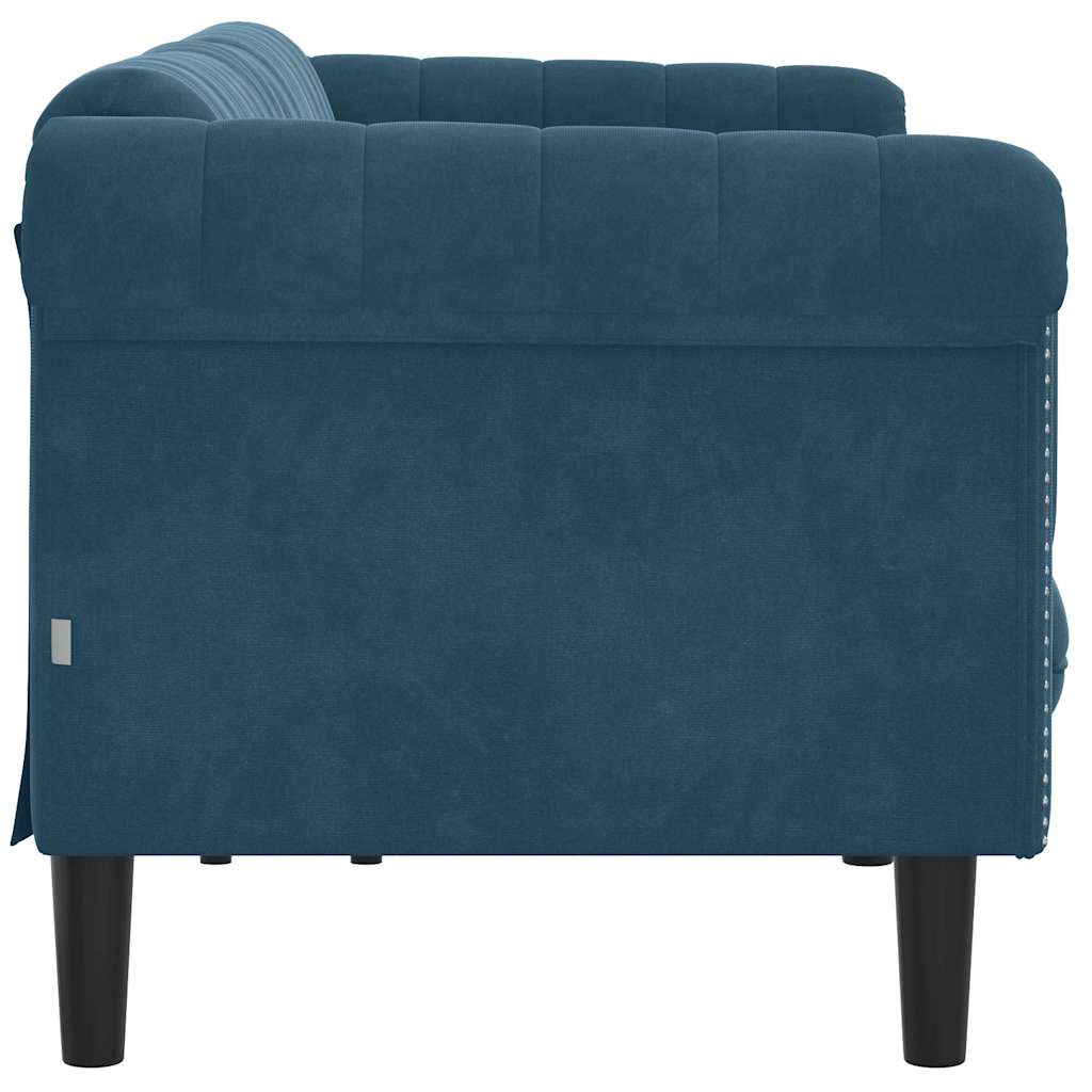 vidaXL Sofa 3-osobowa, niebieska, tapicerowana aksamitem