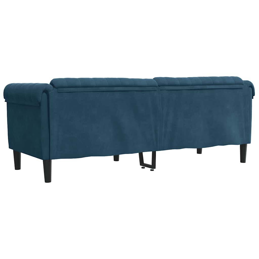 vidaXL Sofa 3-osobowa, niebieska, tapicerowana aksamitem
