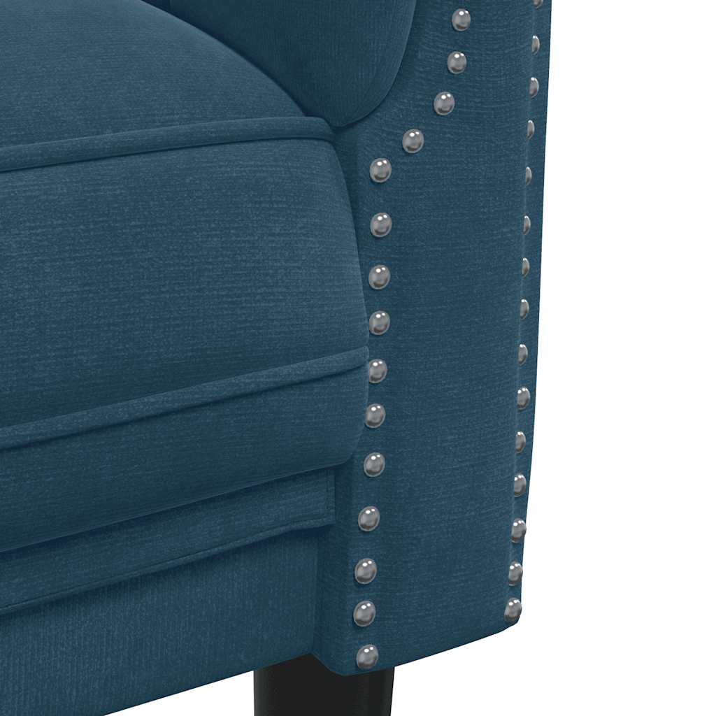 vidaXL Sofa 3-osobowa, niebieska, tapicerowana aksamitem