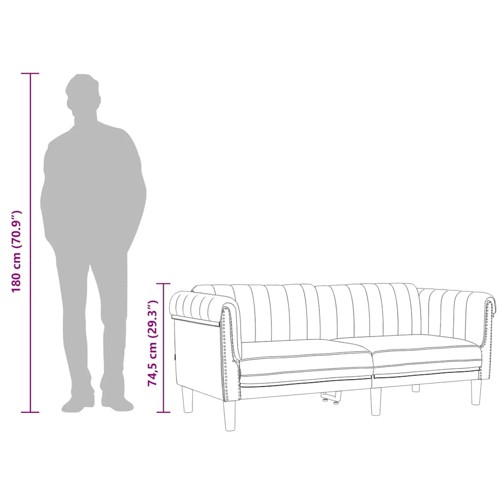 vidaXL Sofa 3-osobowa, niebieska, tapicerowana aksamitem