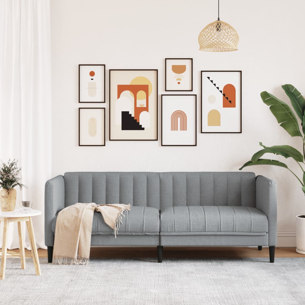 vidaXL Sofa 2-osobowa, jasnoszara, tapicerowana tkaniną