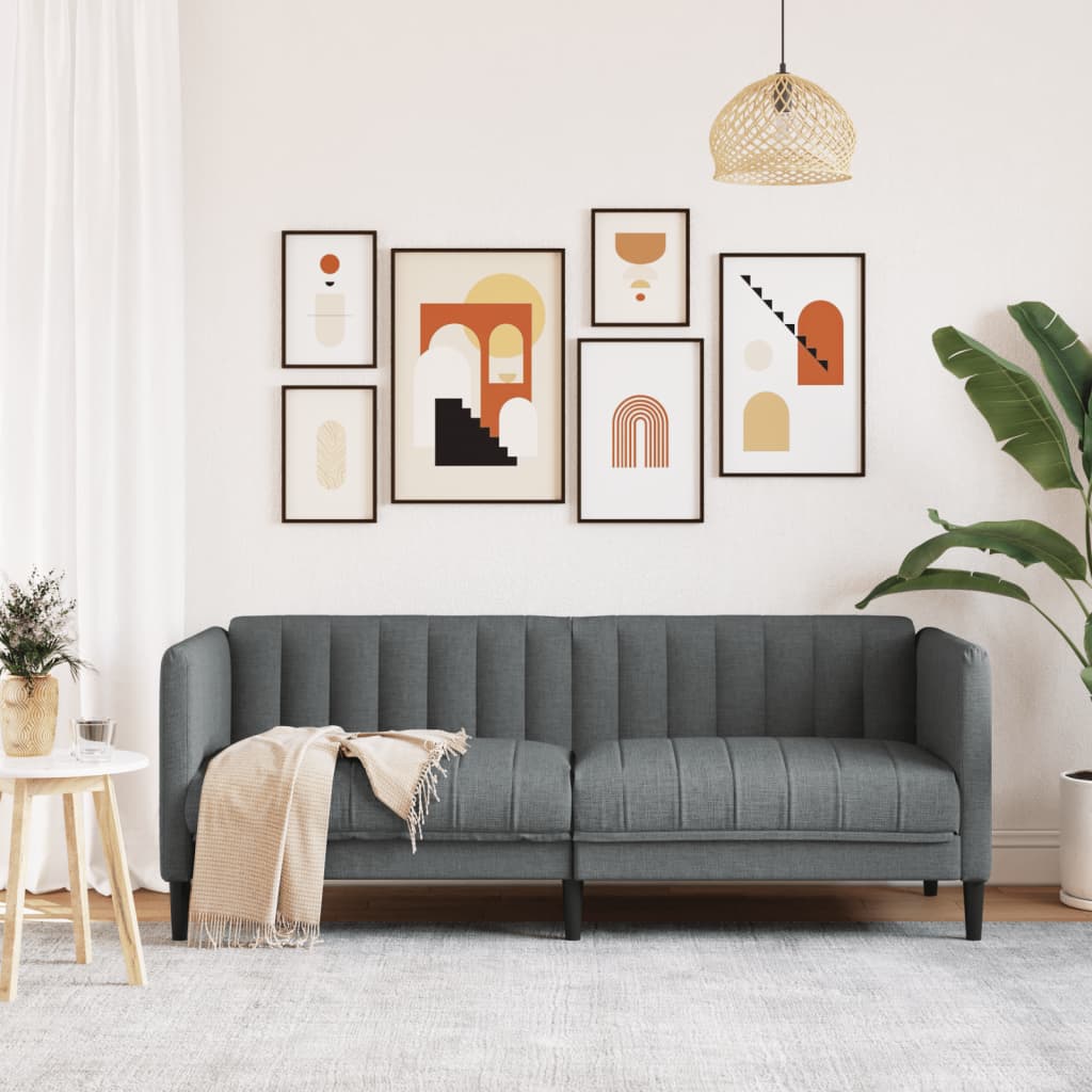 vidaXL Sofa 2-osobowa, ciemnoszara, tapicerowana tkaniną