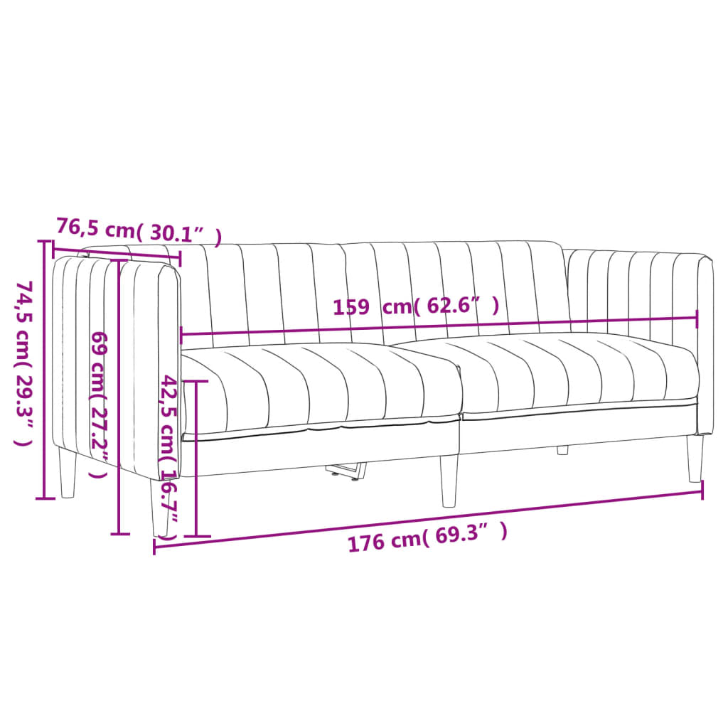 vidaXL Sofa 2-osobowa, ciemnoszara, tapicerowana tkaniną