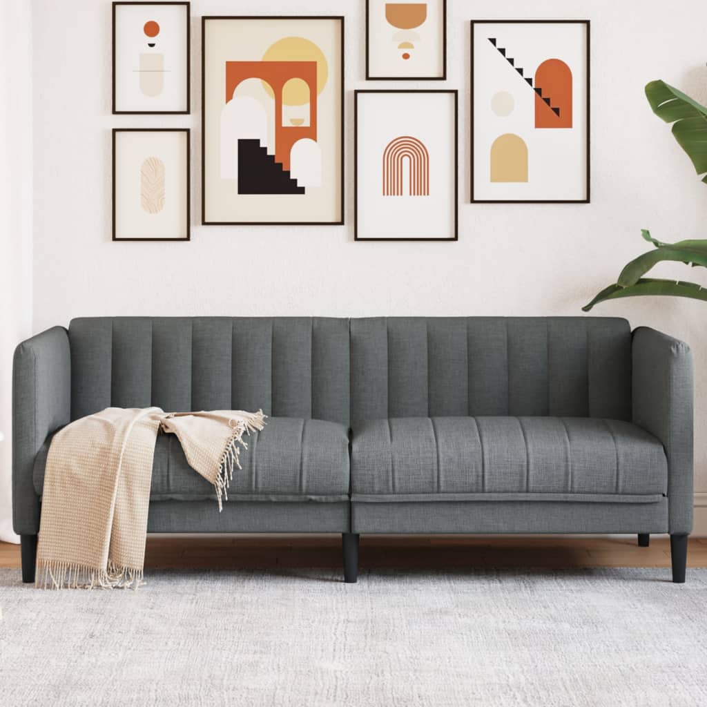 vidaXL Sofa 2-osobowa, ciemnoszara, tapicerowana tkaniną