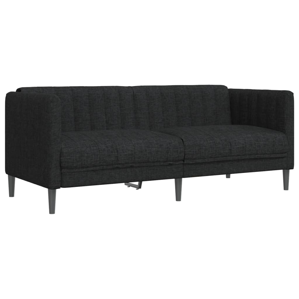 vidaXL Sofa 2-osobowa, czarna, tapicerowana tkaniną