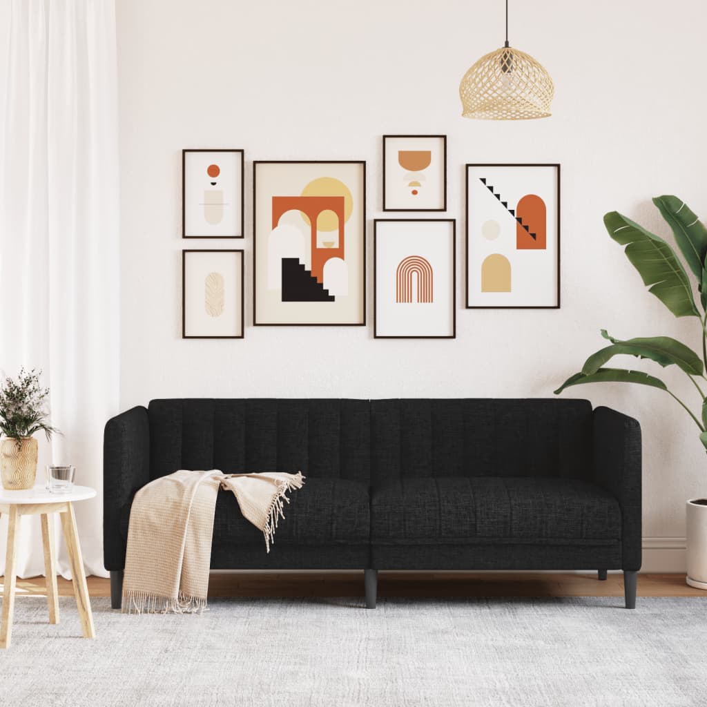 vidaXL Sofa 2-osobowa, czarna, tapicerowana tkaniną