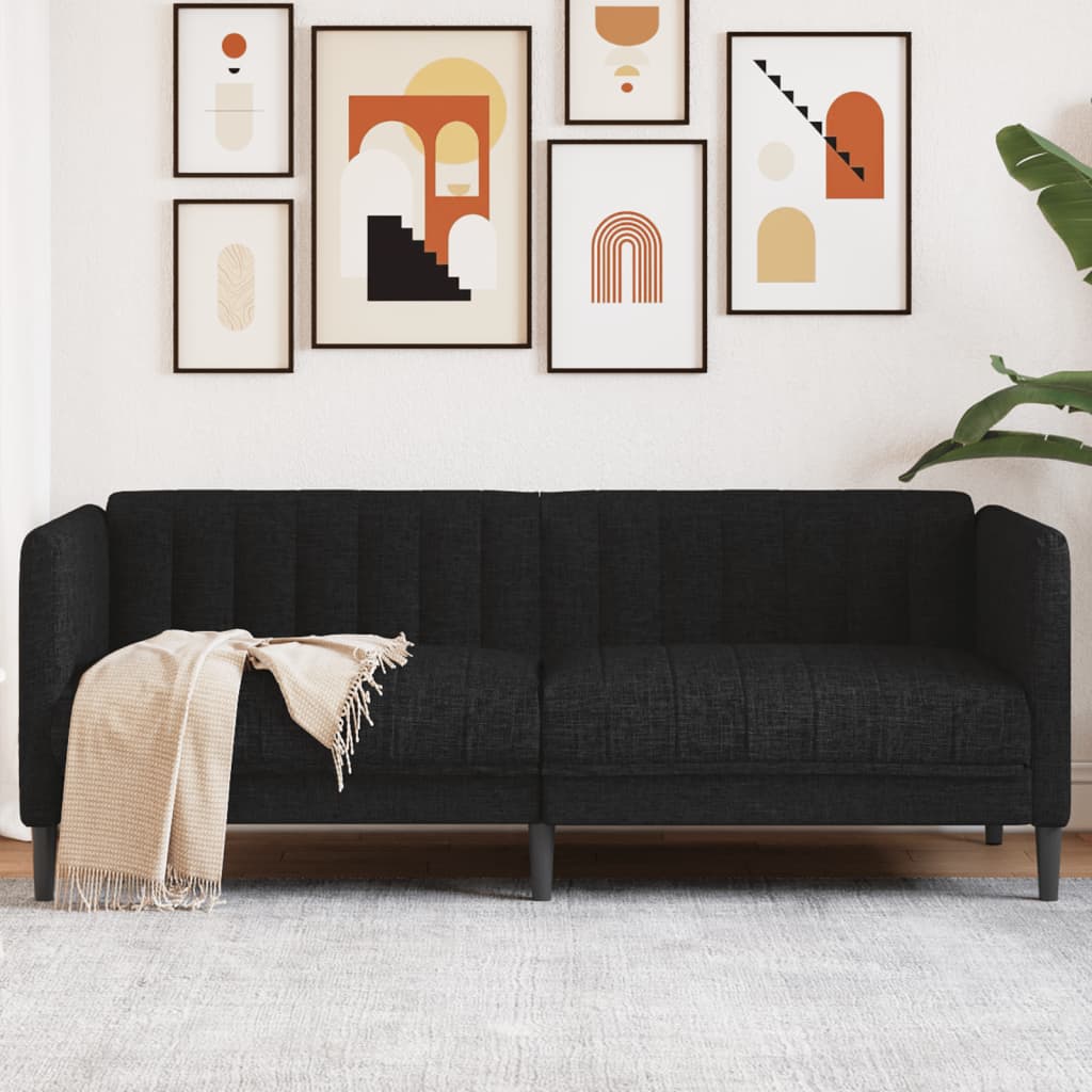 vidaXL Sofa 2-osobowa, czarna, tapicerowana tkaniną