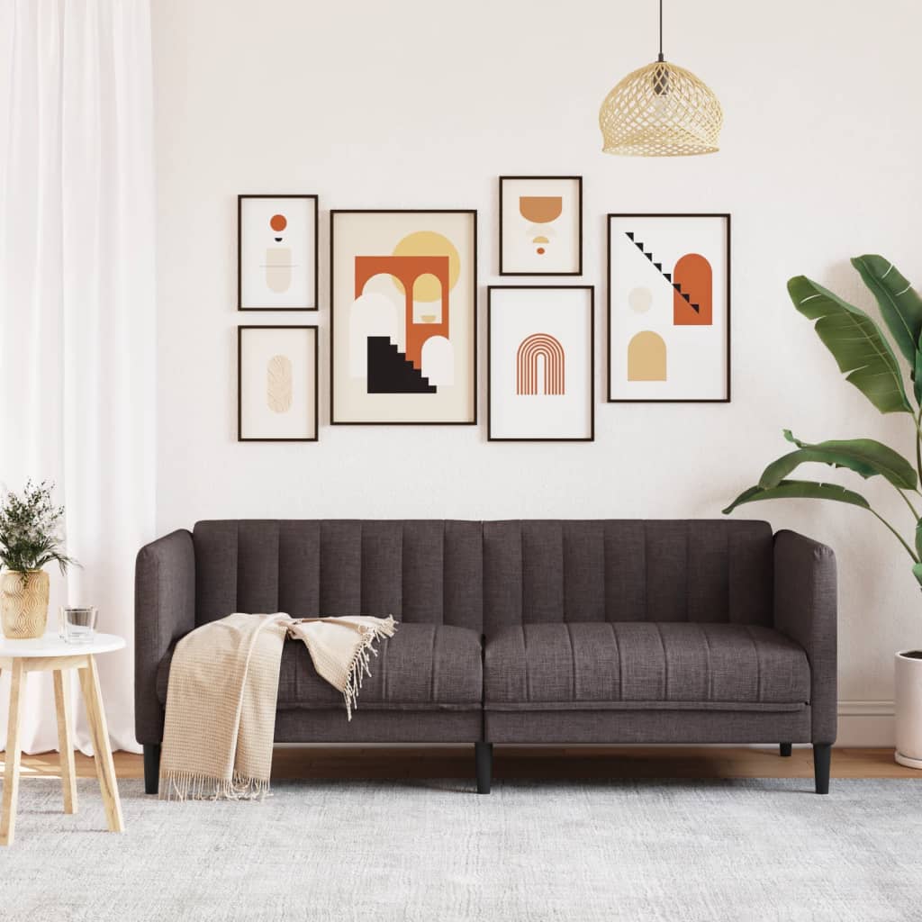 vidaXL Sofa 2-osobowa, ciemnobrązowa, tapicerowana tkaniną
