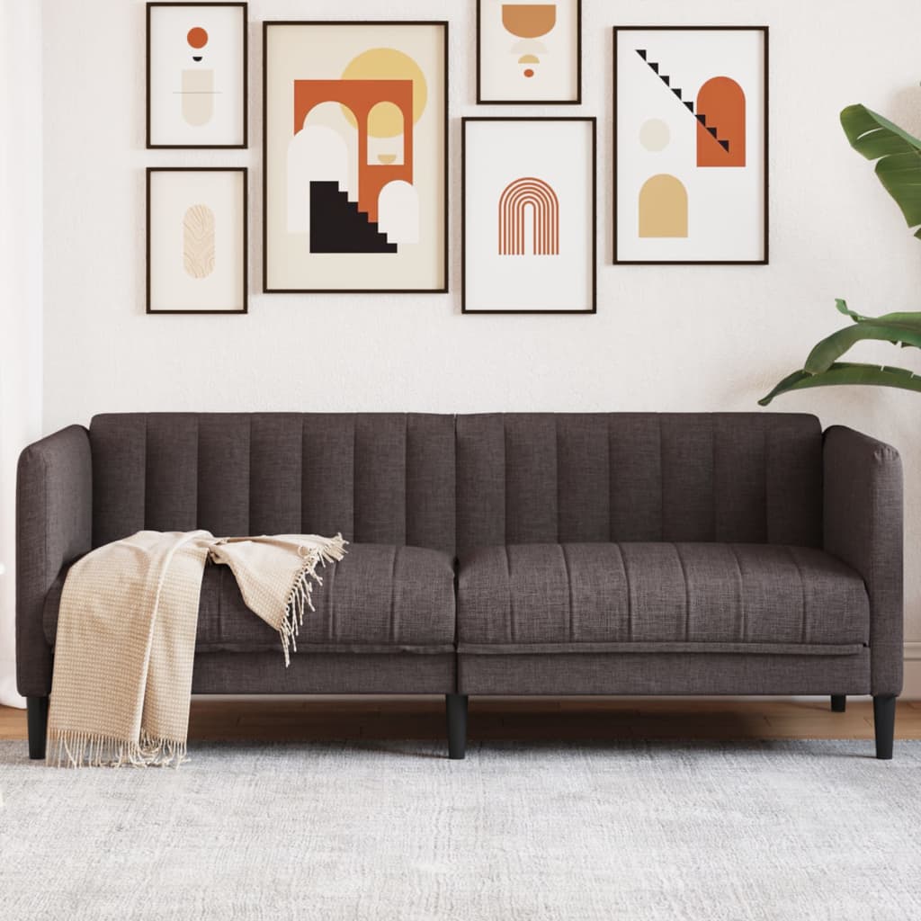 vidaXL Sofa 2-osobowa, ciemnobrązowa, tapicerowana tkaniną