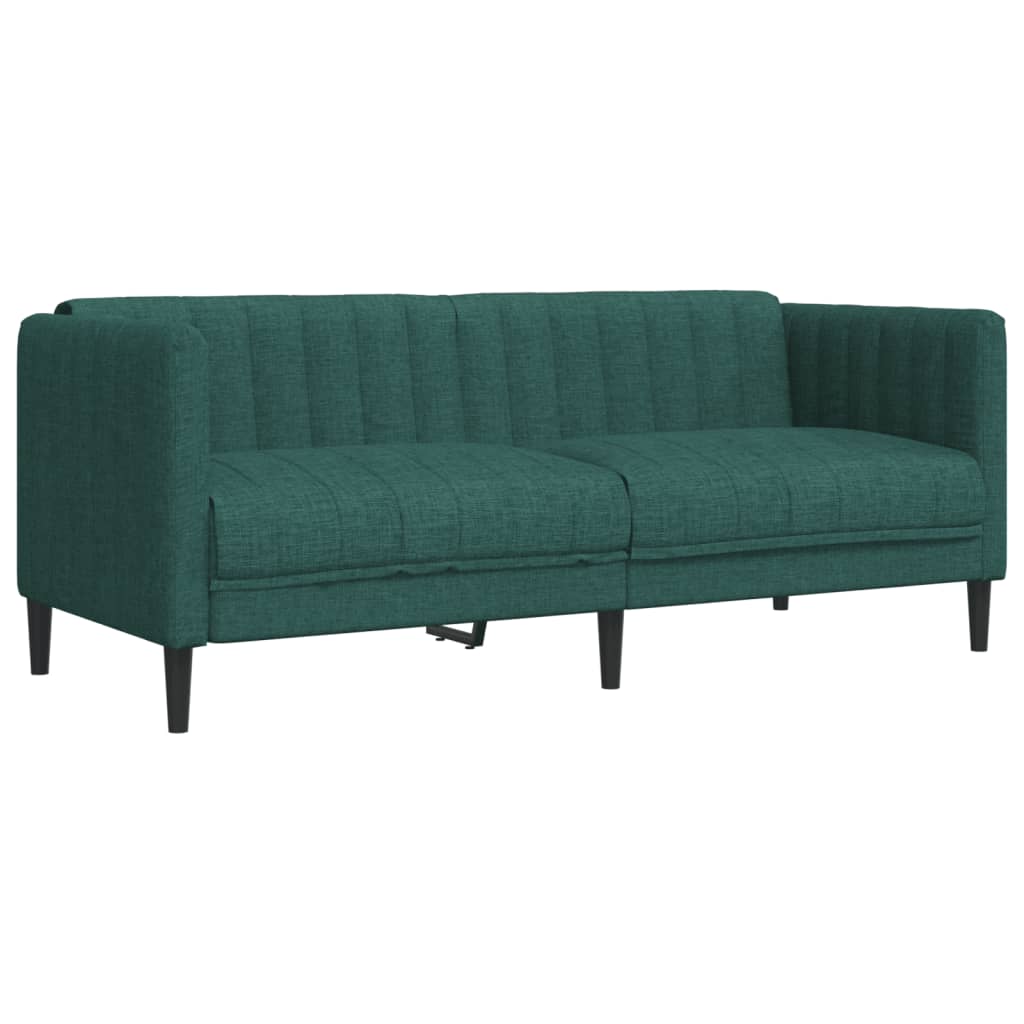 vidaXL Sofa 2-osobowa, ciemnozielona, tapicerowana tkaniną