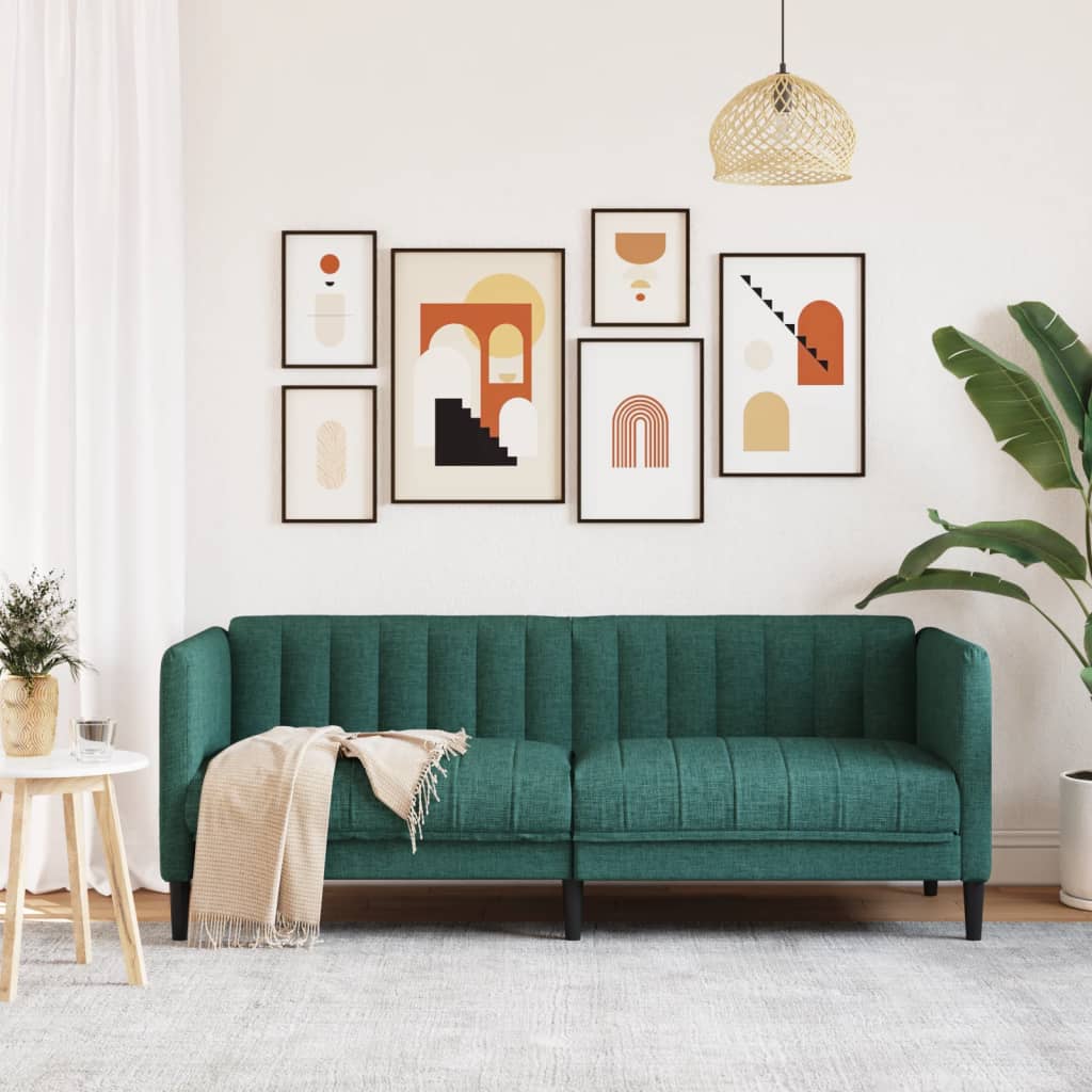 vidaXL Sofa 2-osobowa, ciemnozielona, tapicerowana tkaniną
