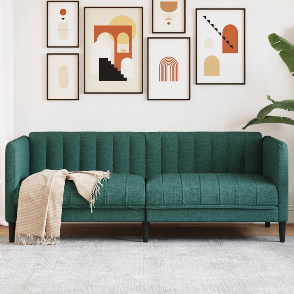 vidaXL Sofa 2-osobowa, ciemnozielona, tapicerowana tkaniną