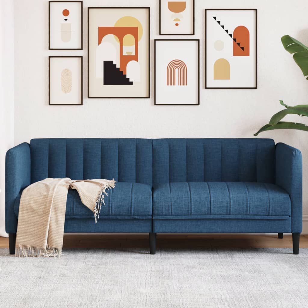 vidaXL Sofa dwuosobowa, niebieska, tkanina